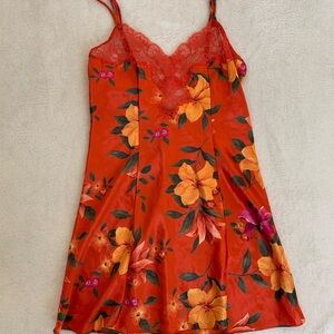 victoria secret vintage red summer floral slip dress/night down ❤️🌺